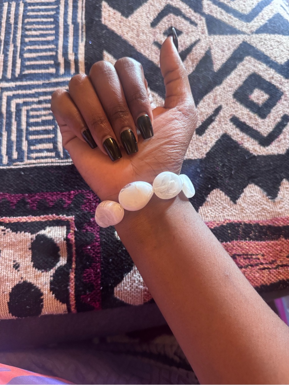 White Mother-of-Pearl INSPIRED Bead Stretch Bracelet - Women Jewelry